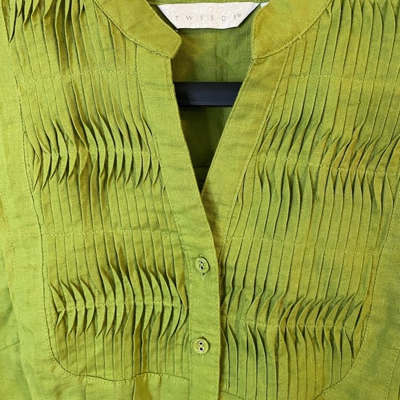 Tweeds Women’s Linen Blend Lime Green Women's Top size medium - Picture 8 of 8